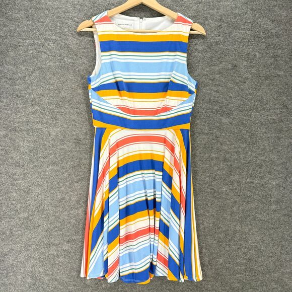 Donna Morgan Dresses & Skirts - Donna Morgan Dress Women 4 Blue Striped Sheath Midi Zipper Lined Sleeveless